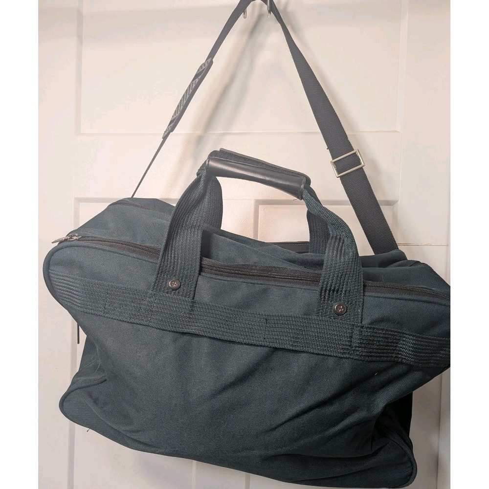 Vintage Ricardo Beverly Hills Forest Green Canvas Duffel Travel Carry On Bag